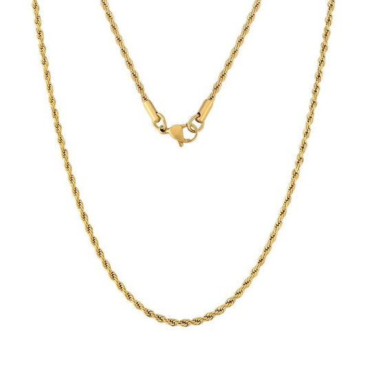BRANCE® Rope Chain - 18k Gold Plated- 3mm/45cm